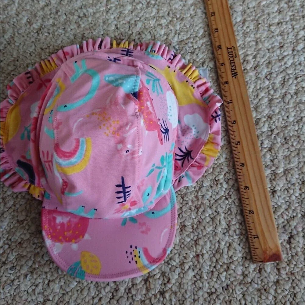 F&F Pink dinosaur Rainbow Summer Sun Cap Hats - Girls 3-4 years